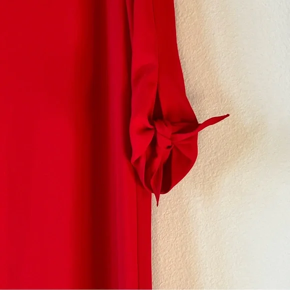 CeCe Vibrant Red Mini Shift Dress Scoop Neck Holiday Festive Cocktail Party 12 - Picture 3 of 9